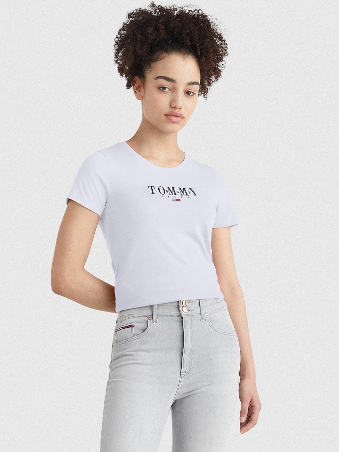 Bílé Tričko S Logem Skinny Fit Tommy Hilfiger