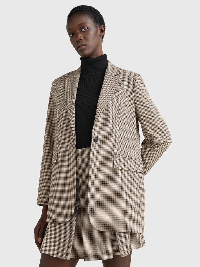 Shepherd Check/béžový Tommy Hilfiger Slim Fit Blejzr