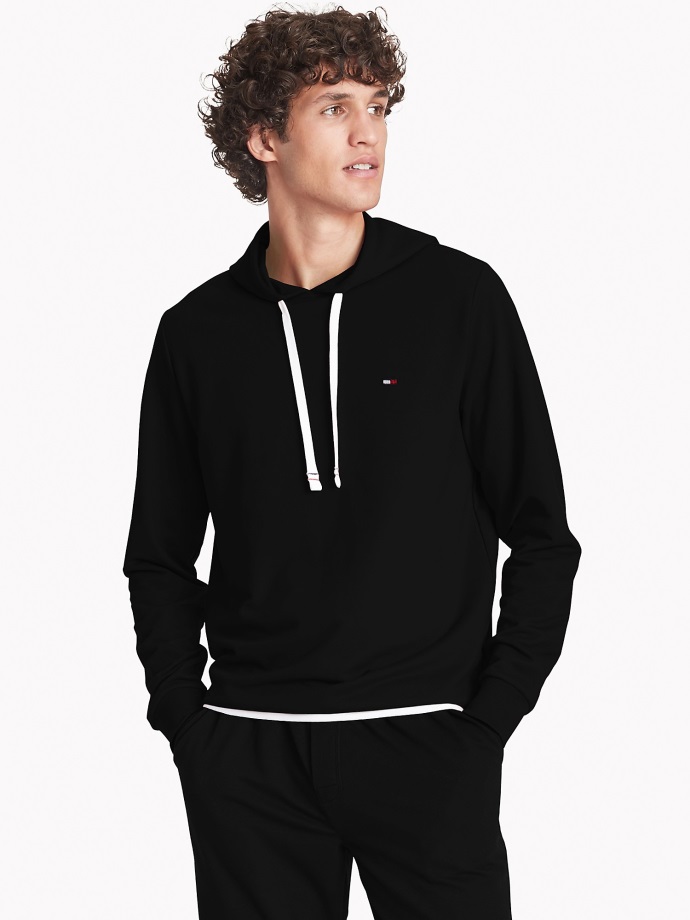 černá Tommy Hilfiger Pevná Lounge Mikina S Kapucí