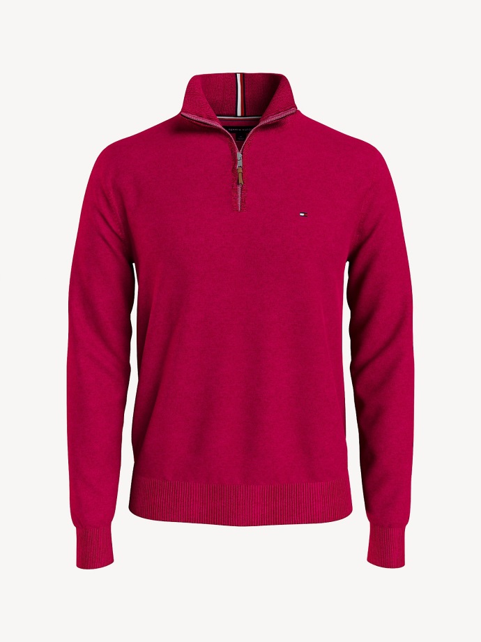 červený Pevný Svetr Na čtvrt Zip Tommy Hilfiger