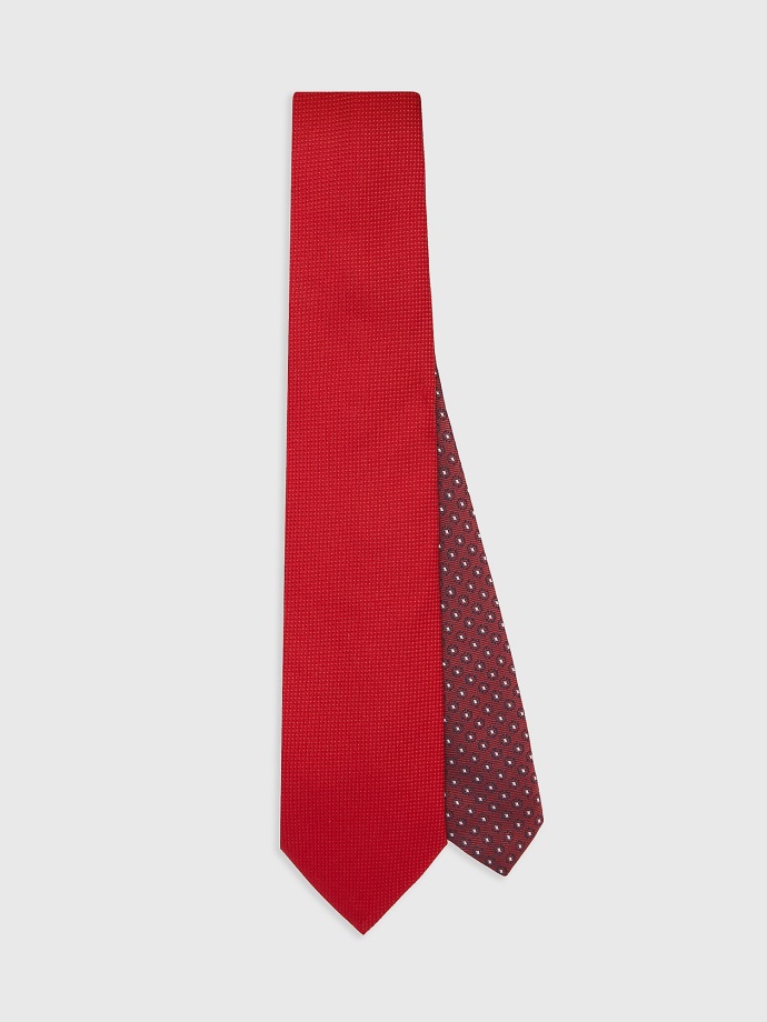 červená Pevná Hedvábná Kravata Tommy Hilfiger
