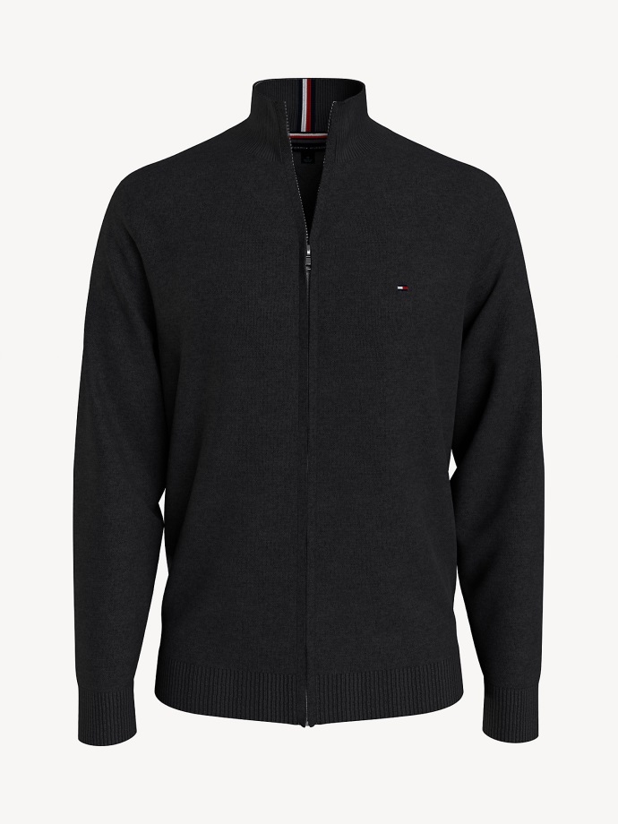 Dark Sable Tommy Hilfiger Pevný Svetr Na Zip