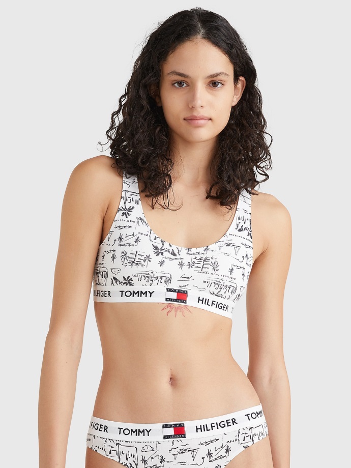 Pozdravy Bílá Stretch Bavlna Bralette Tommy Hilfiger