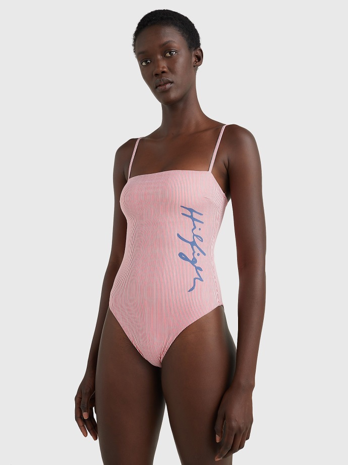 Ithaca Striped Red Tommy Hilfiger Striped Jednodílné Plavky