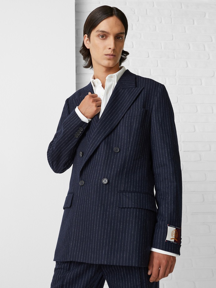 Monogram Hřeben Nášivka Proužkované Sako Tommy Hilfiger Pouštní Nebe