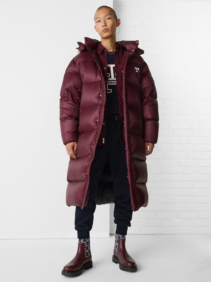 Deep Rouge Tommy Hilfiger Th Monogram Maxi Parka