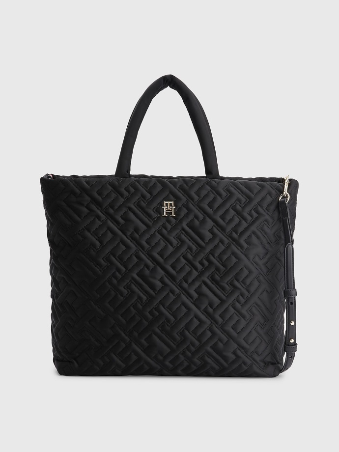 černá Tommy Hilfiger Th Monogram Prošívaná Taška