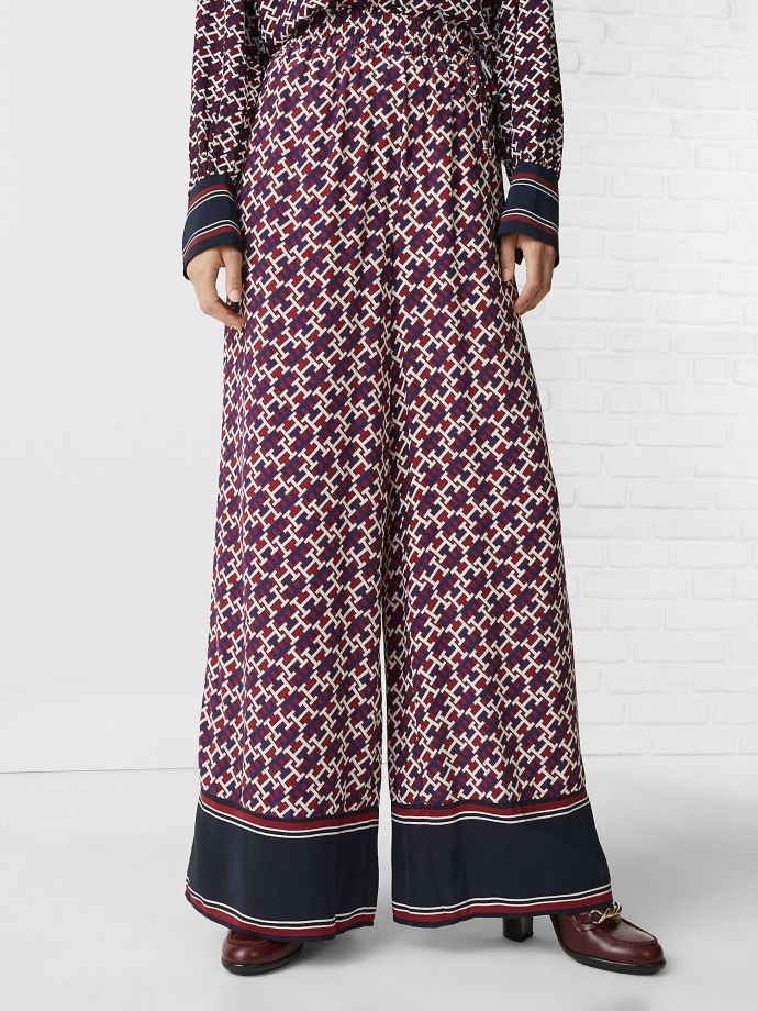 Amd Rouge/monogram Rwb Tommy Hilfiger Th Monogram Uvolněné široké Kalhoty