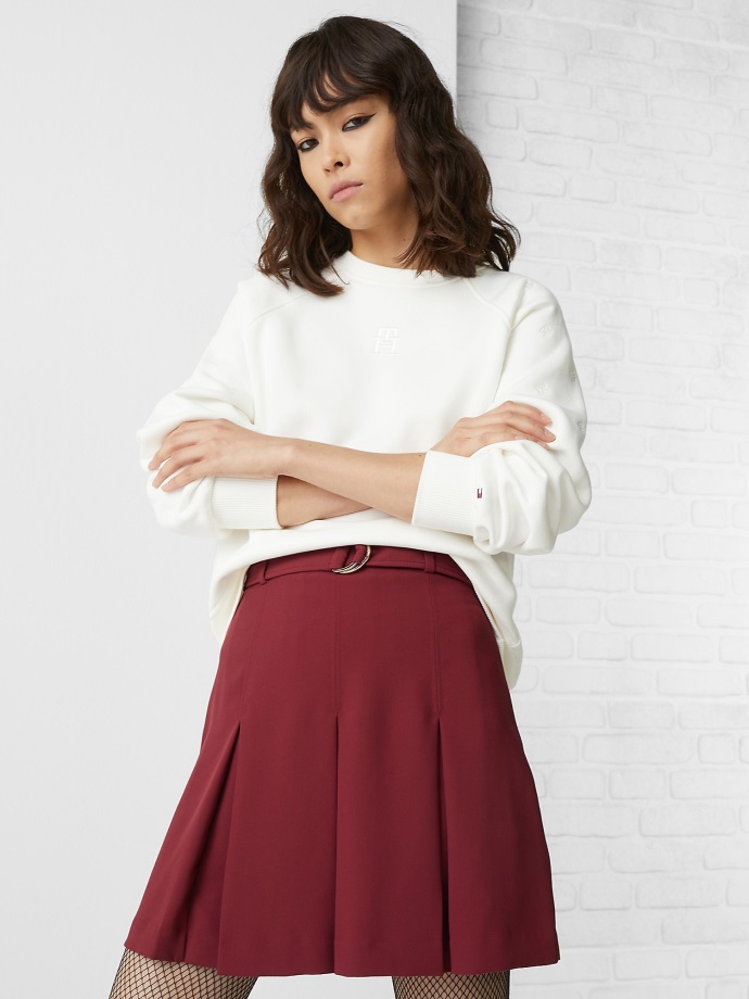 Ecru Th Monogram Tonální Mikina Tommy Hilfiger