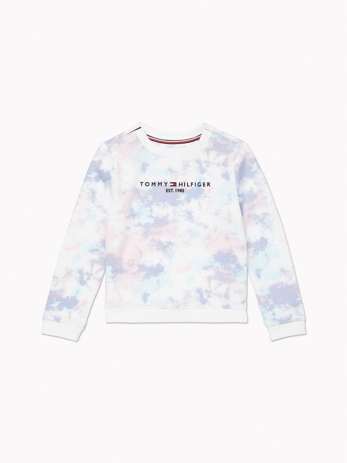 Svěží Bílá Multi Tie Dye Mikina Tommy Hilfiger