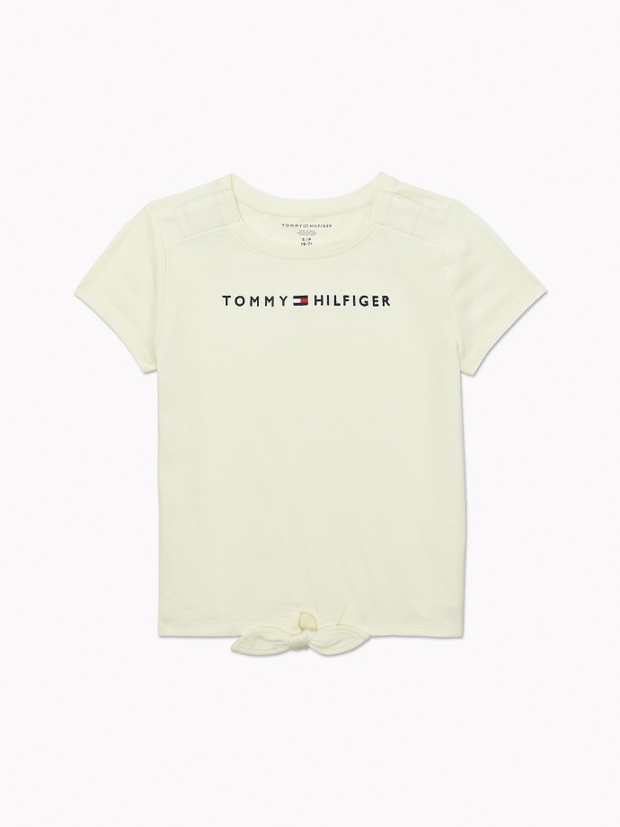 Tommy Hilfiger Tričko S Kravatou Vpředu S Logem Světlé Listy