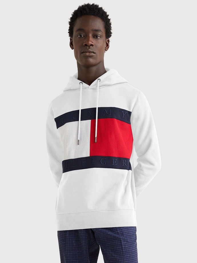 Bílá Mikina Tommy Flag S Kapucí Tommy Hilfiger